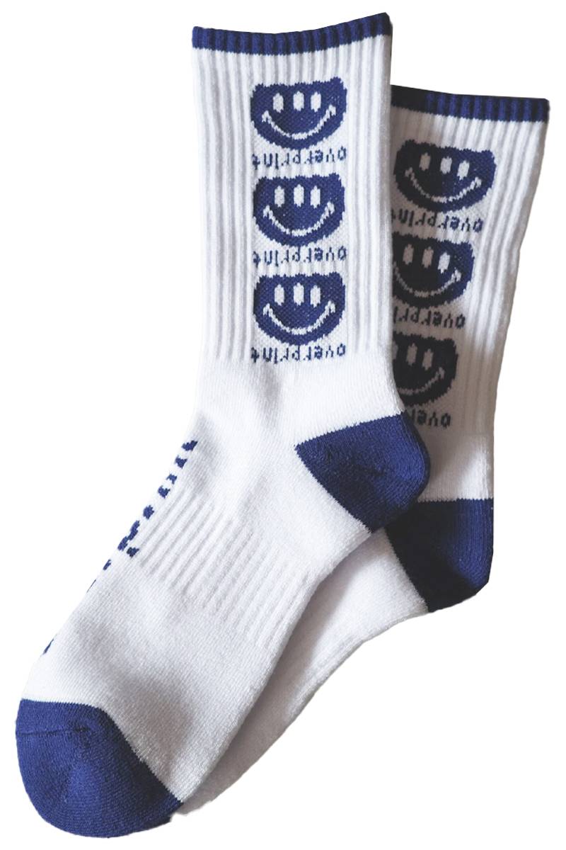 over print (オーバープリント) ICONIC socks - White