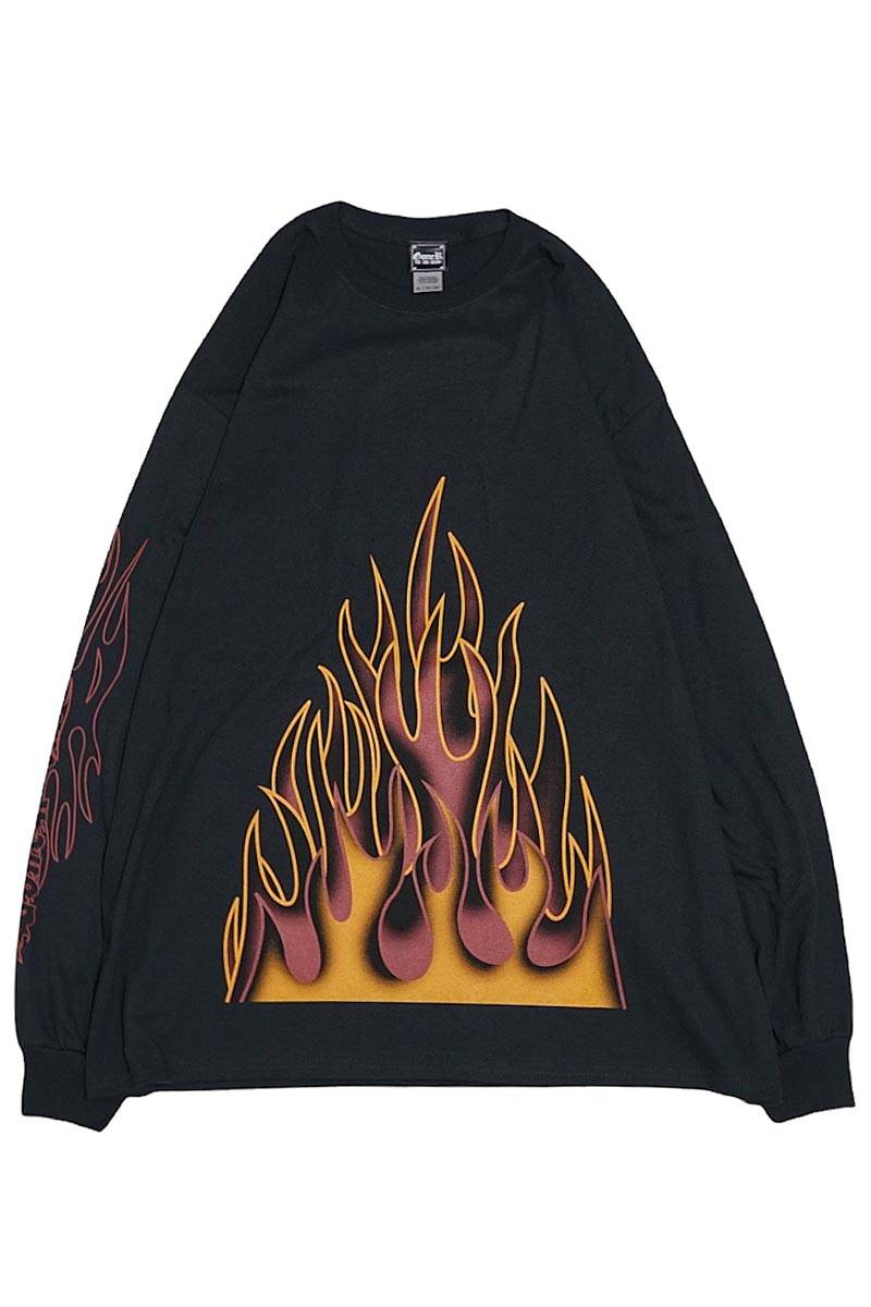 GoneR GR32LS002 Fire Pattern L/S T-Sirts Black/Red