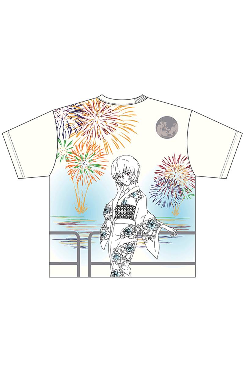 EVANGELION x 錦 レイ浴衣と花火Tシャツ - White