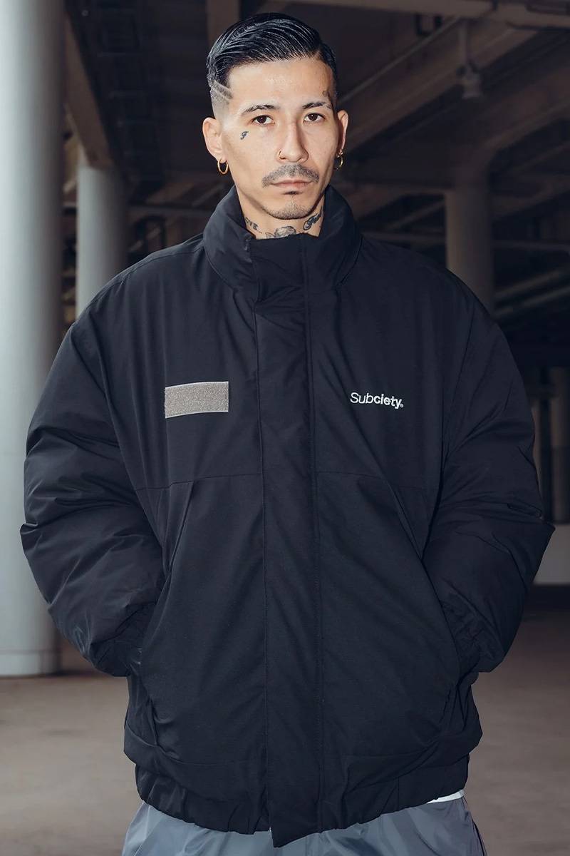 Subciety (サブサエティ) IN-HOOD PADDED JKT - Black / ロック Subciety (サブサエティ) IN-HOOD PADDED JKT - Black / ロック