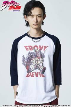 【予約商品】ジョジョの奇妙な冒険xglamb(グラム) Ebony Devil Raglan Cutsew White