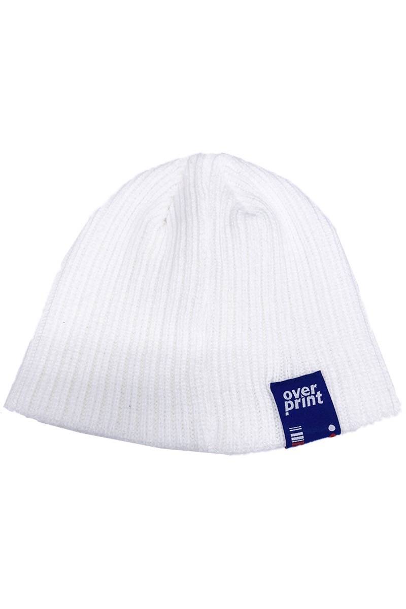 over print (オーバープリント) knit beanie (white)