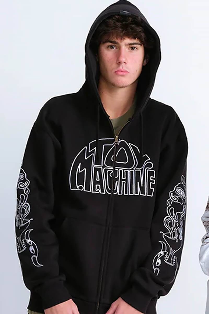 TOY MACHINE (トイ・マシーン) TM SKATES EMBORIDERED SWEAT ZIP PARKA - Black