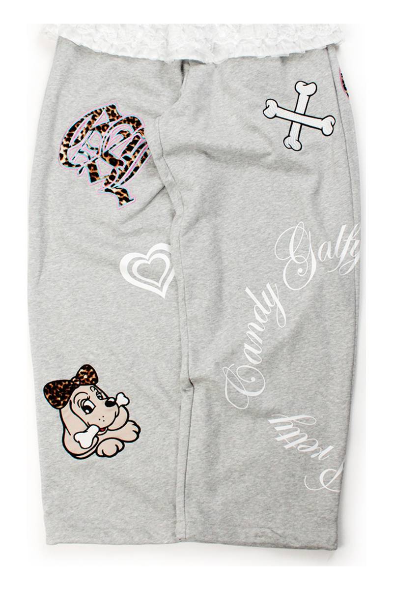 【予約商品】GALFY（ガルフィー）ぷりぷりボーンふりるスウェパン - 杢GRAY