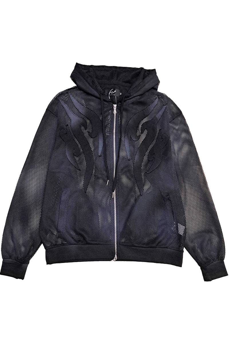 PSYCHO NATION(サイコネーション) スプレーメッシュZIPパーカー - Black