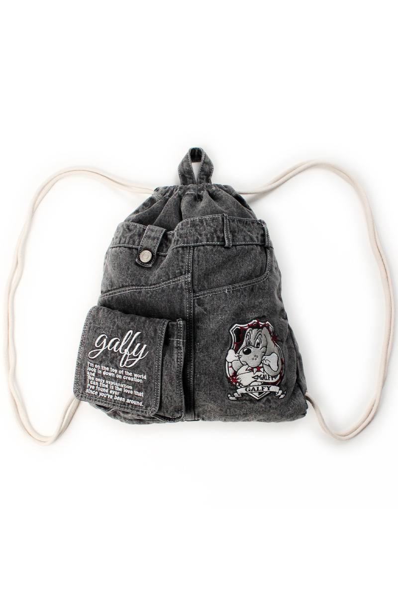 【予約商品】GALFY（ガルフィー）デニデニエンブレムナップサック - BLACK