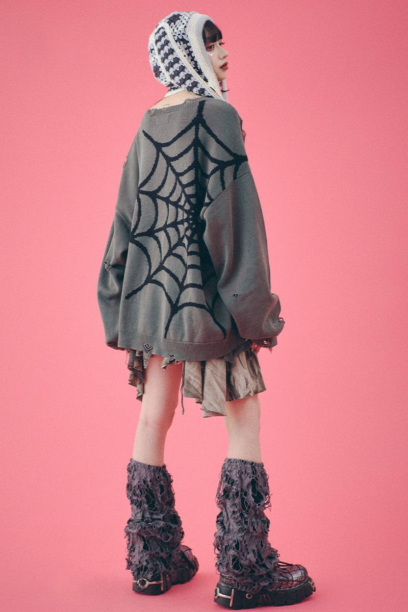 GALFY (ガルフィー) スパイダー染め染めニット BLACK / ロック GALFY (ガルフィー) スパイダー染め染めニット BLACK / ロック