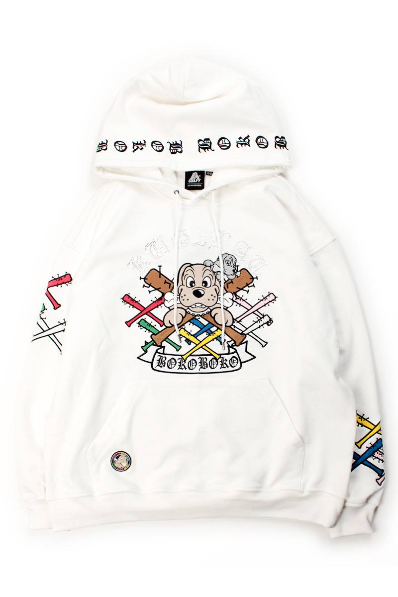 【予約商品】GALFY（ガルフィー）釘バットHEARTSパーカー - WHITE