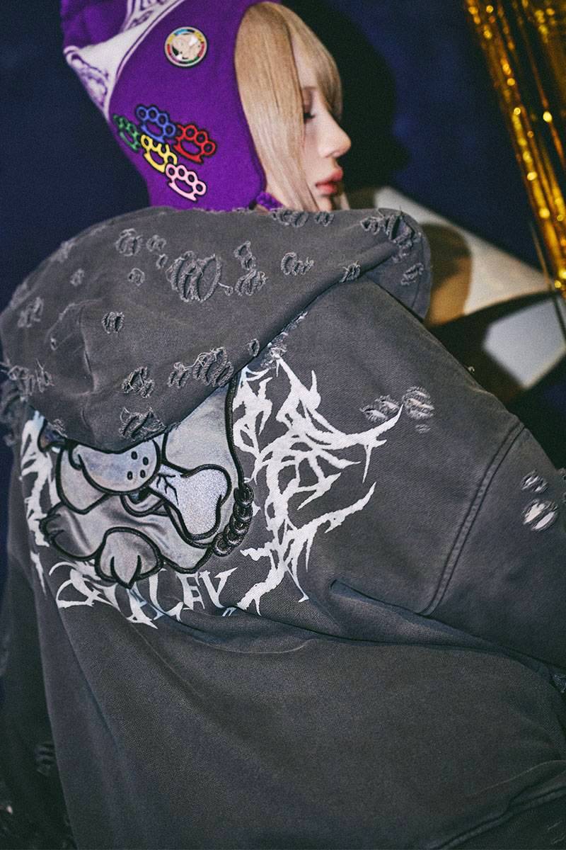【予約商品】GALFY（ガルフィー）大ダメージパーカー - INK BLACK