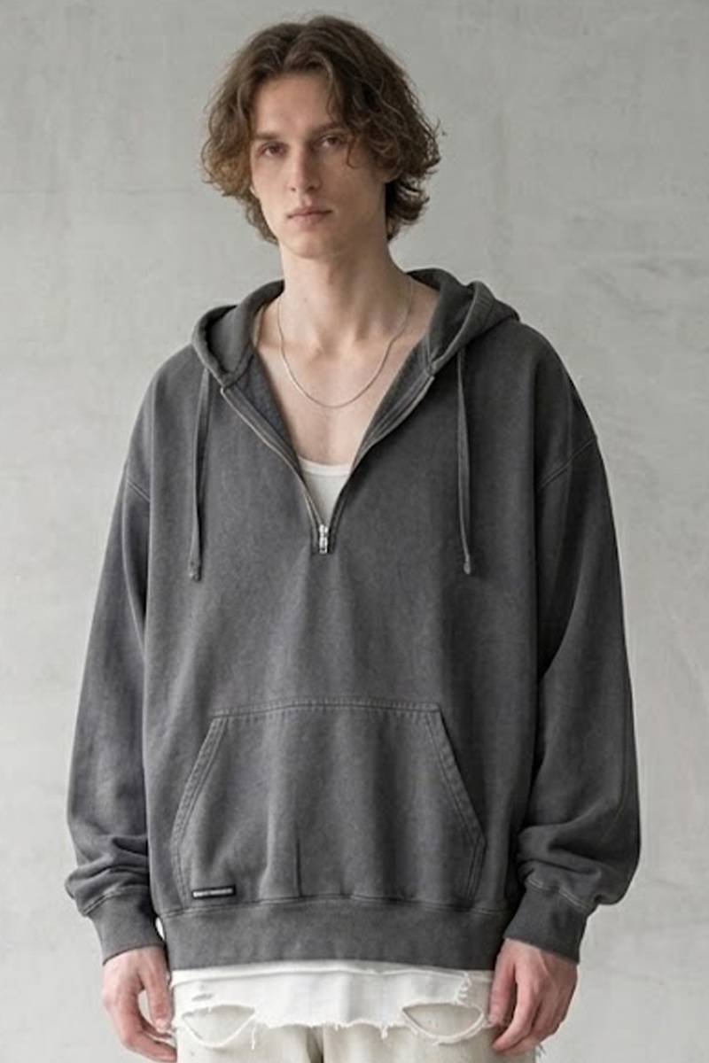 VIRGOwearworks(ヴァルゴウェアワークス) AFTERFADE HALF ZIP HOODIE - Black