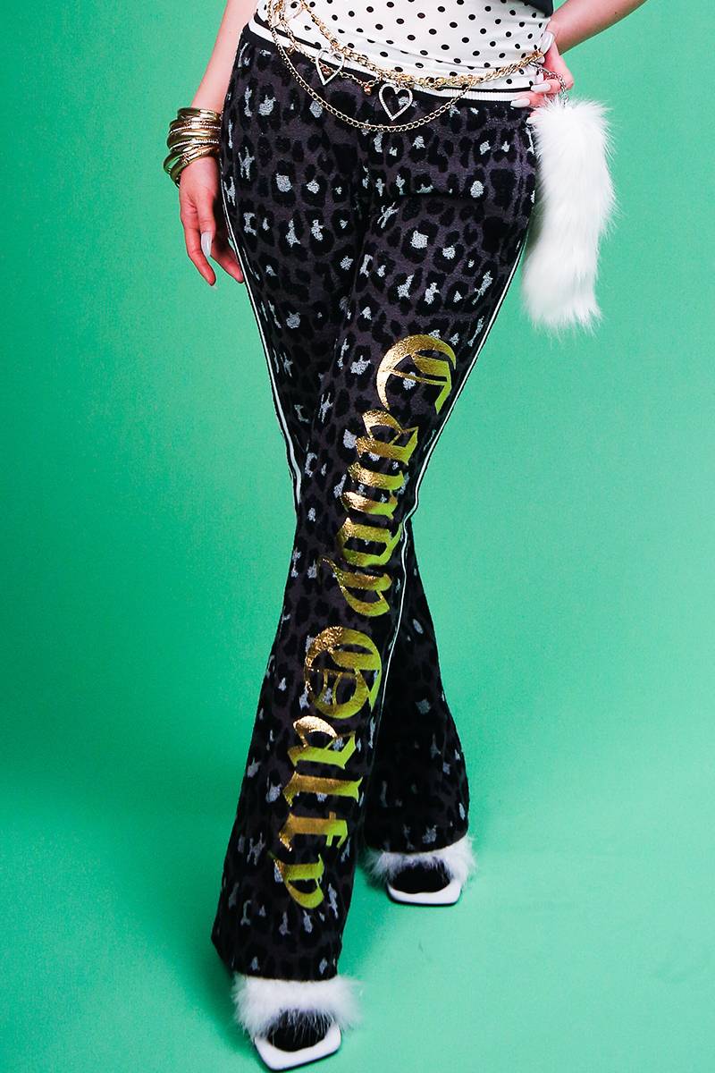 【予約商品】GALFY(ガルフィー)ガラ悪GALジャージパンツ - Black Leo