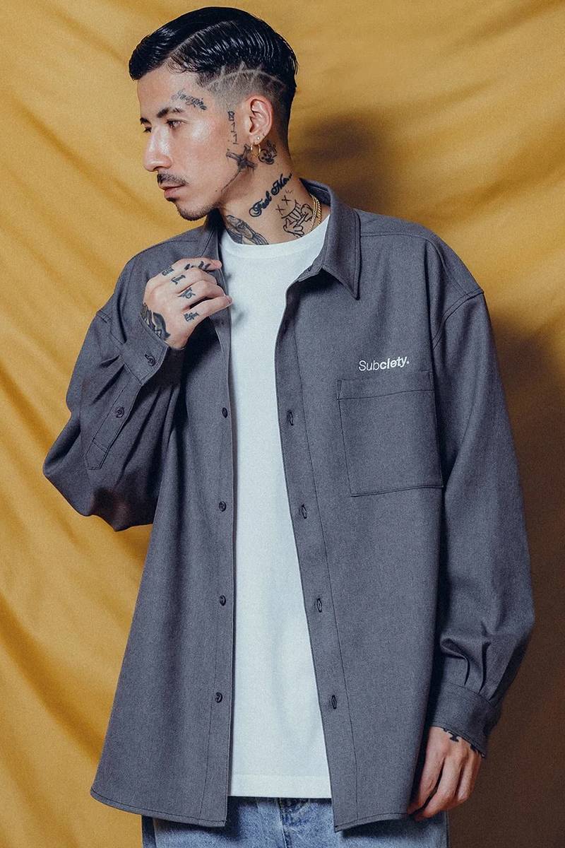 Subciety (サブサエティ) WOOL-LIKE LOOSE SHIRT GRAY