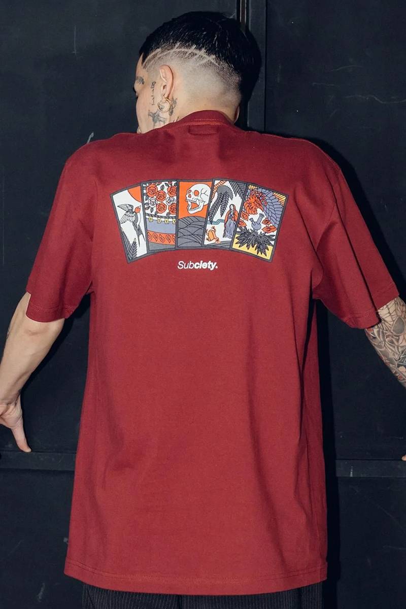 Subciety (サブサエティ) Five lights tee - Burgundy