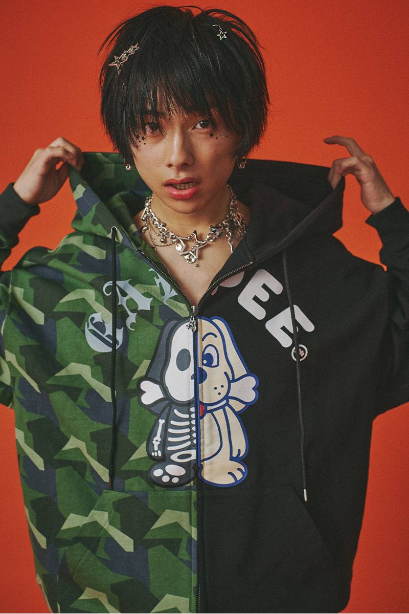 GALFY (ガルフィー) GALPEE ゴーストZIPパーカー - Black × Camo GALFY (ガルフィー) GALPEE ゴーストZIPパーカー - Black × Camo