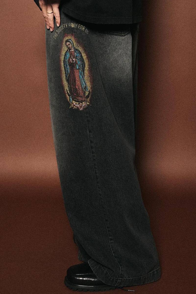 Subciety (サブサエティ) Faded madonna denim pants - Black