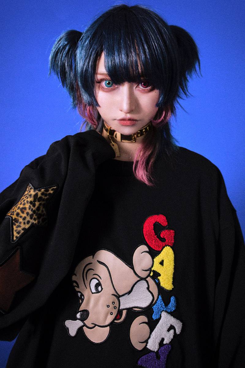 GALFY (ガルフィー) 星のお犬様  ロン Tee-BLACK