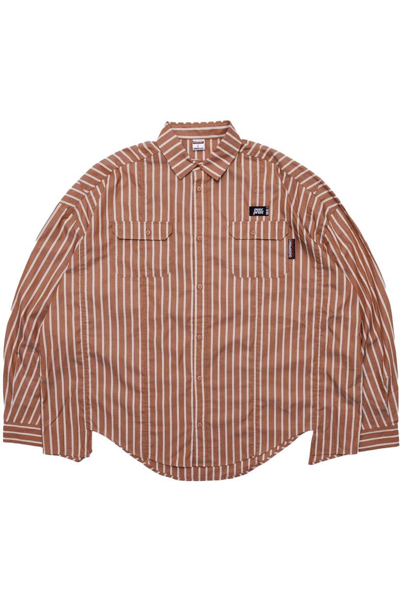 over print (オーバープリント) BREAK WIDE SHIRTS  Stripe - Camel