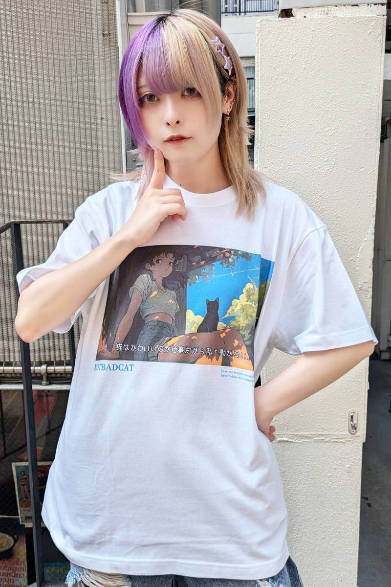 NOTBADCAT (ノットバッドキャット) 猫はかわいいのが仕事 Tee WHITE