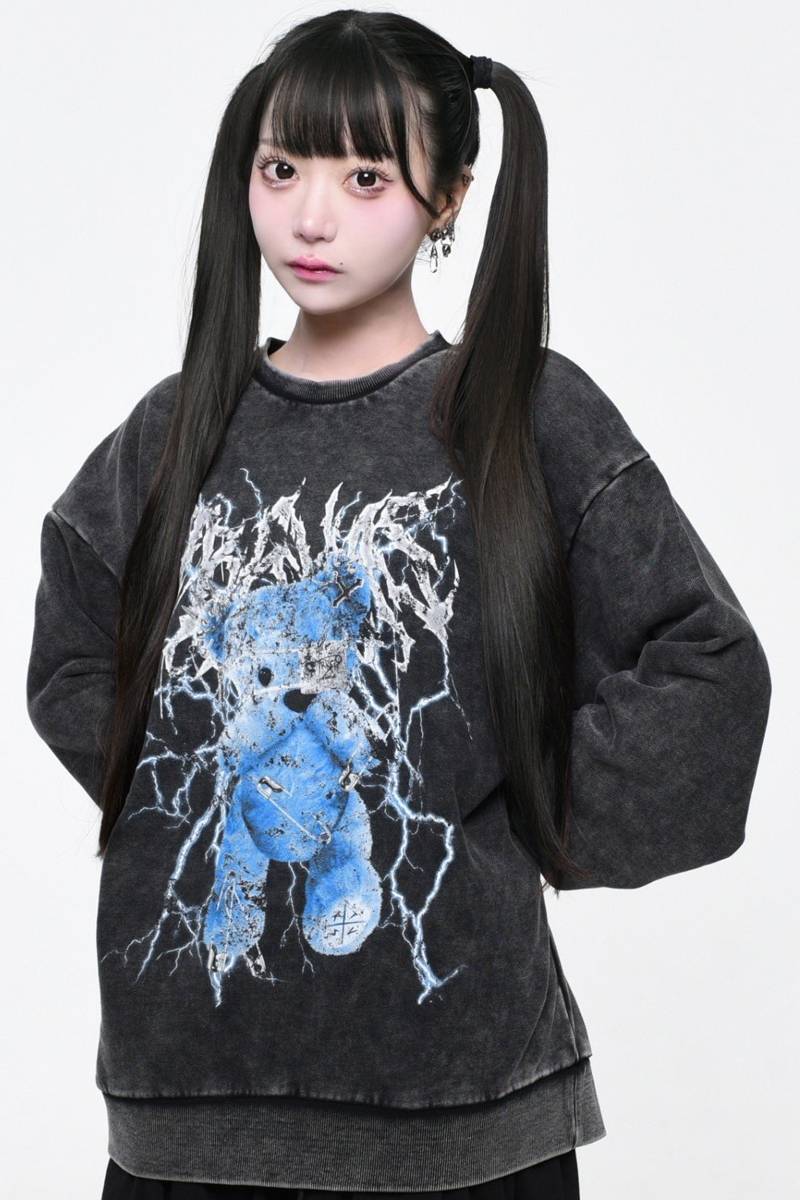TRAVAS TOKYO (トラバス トーキョー) ピグメント加工クマトレーナー - Blue