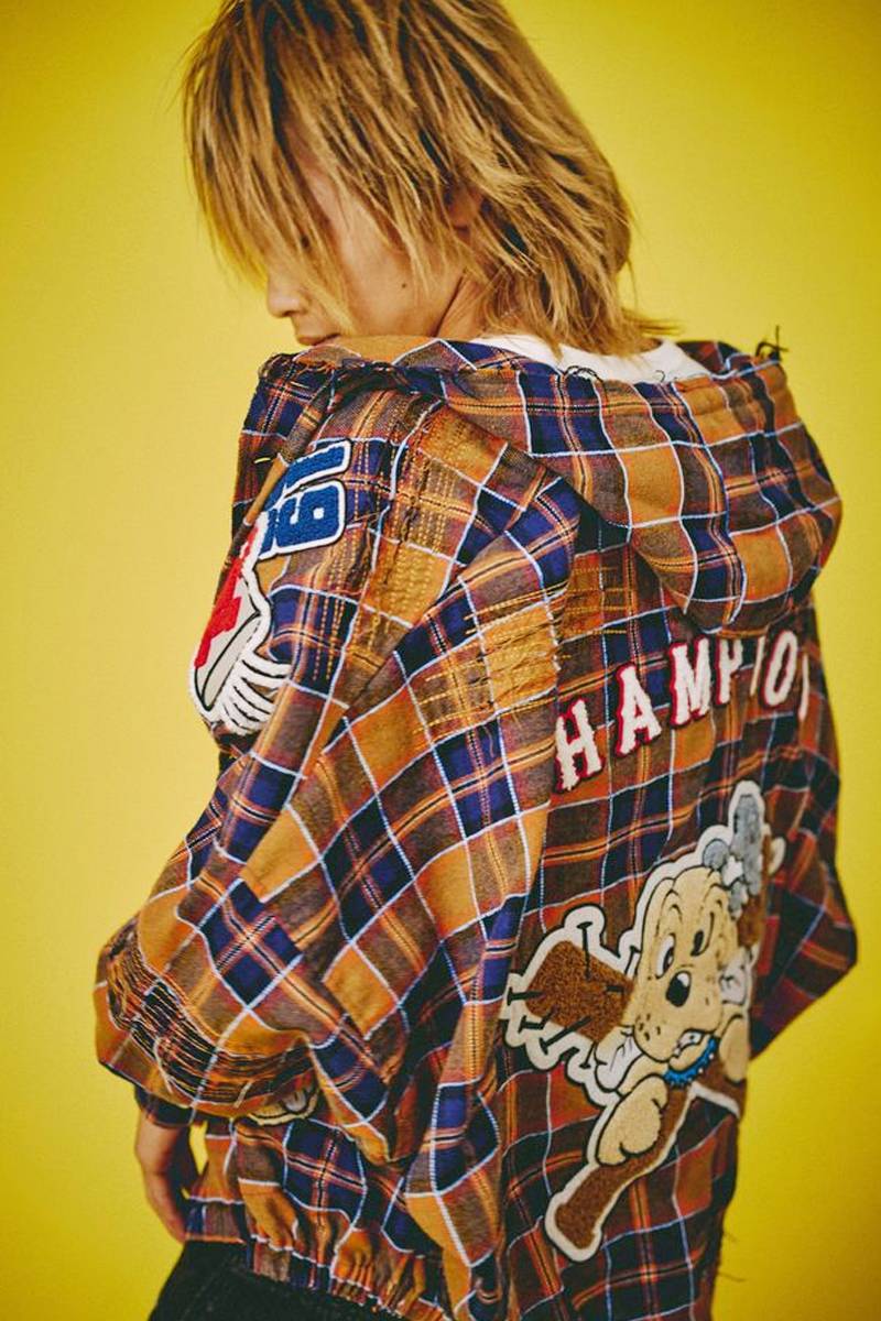 GALFY(ガルフィー) ワッペンだらけチェックシャツパーカー - Blueチェック