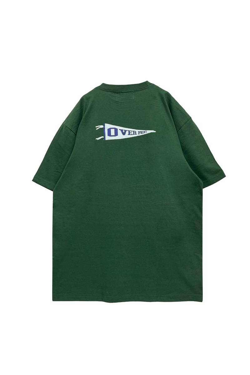 over print(オーバープリント) back pennant Tee (dark green)