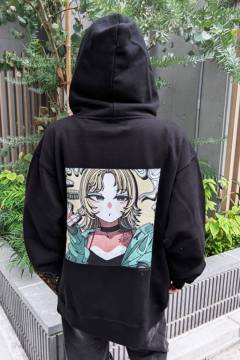 SCENE TOKYO (シーントウキョウ) smoke girl zip hoodie - Black