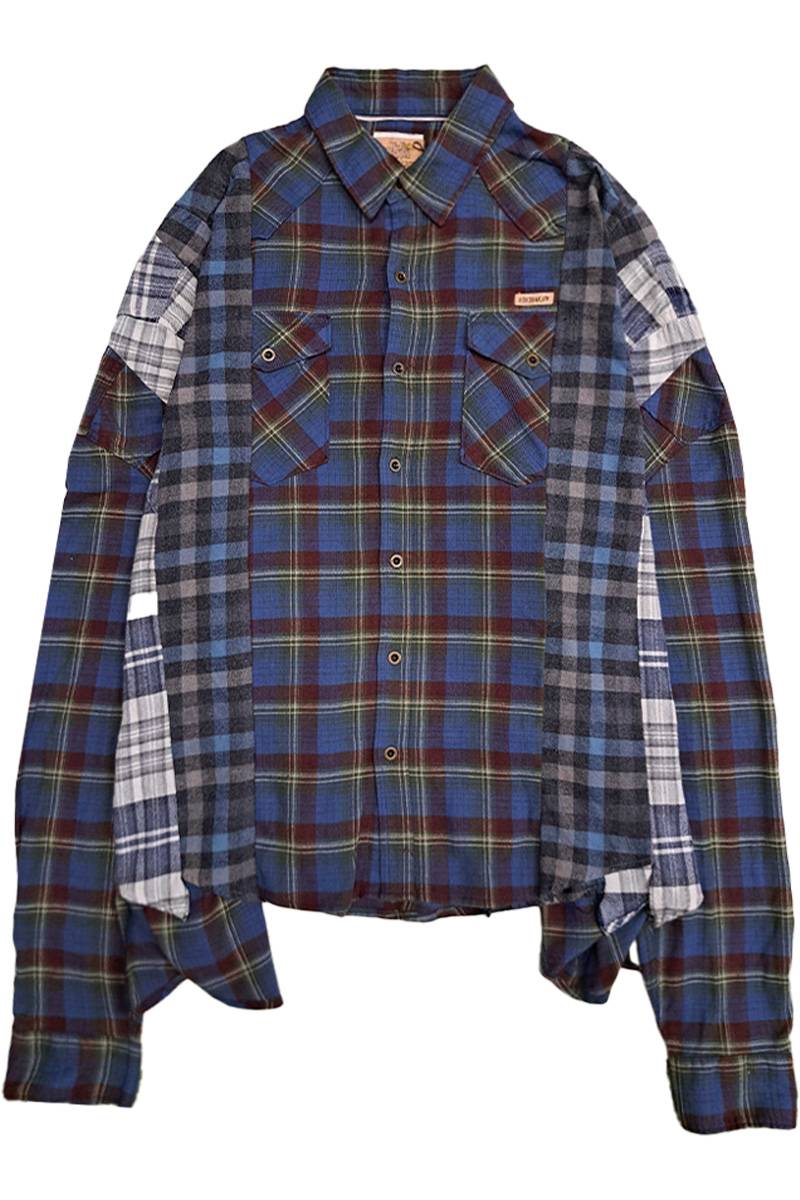 KOKOBAKIA(ココバキア) Remake black dyed docking flannel shirt 1