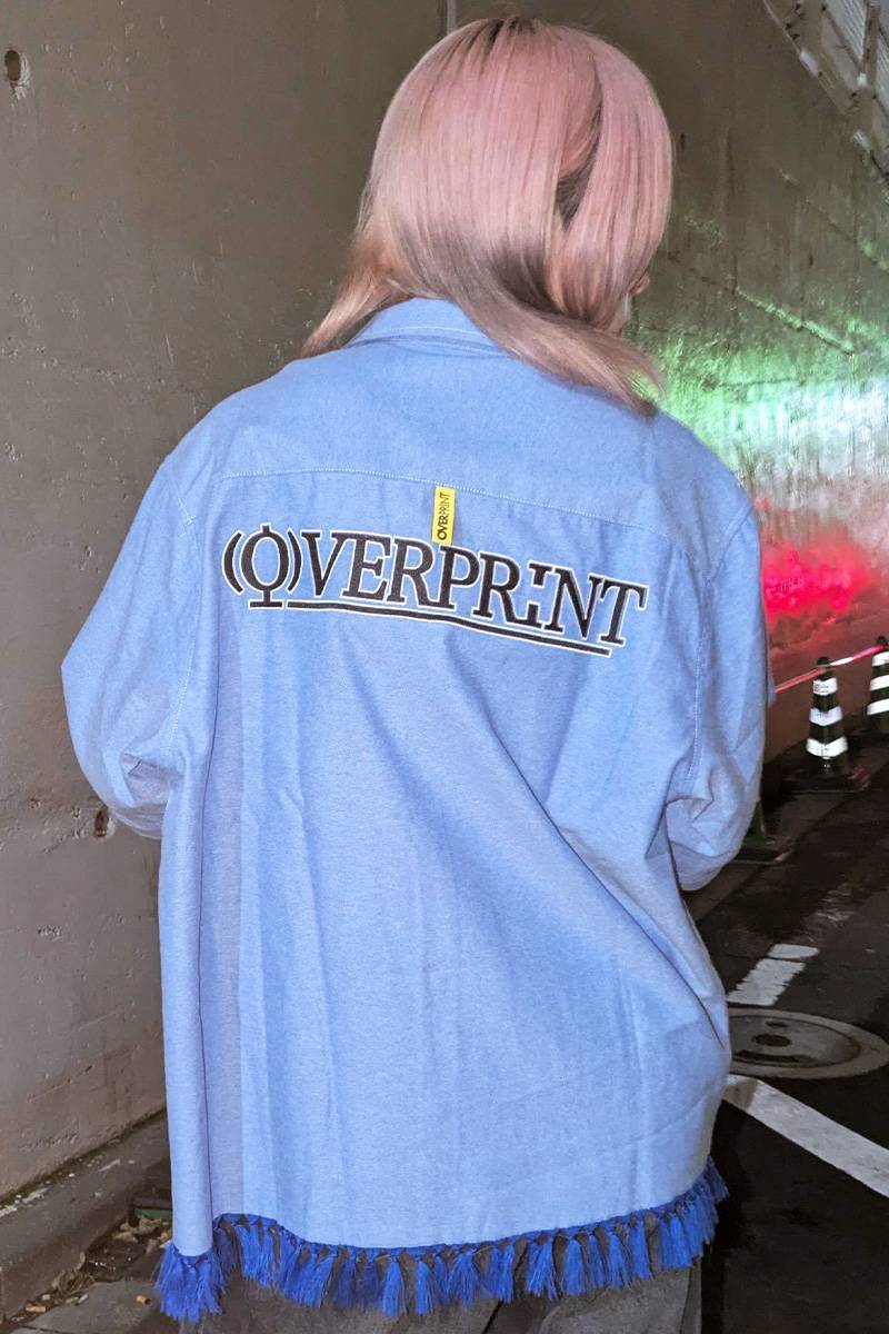 over print (オーバープリント) OX ARM ZIP SHIRTS - Blue