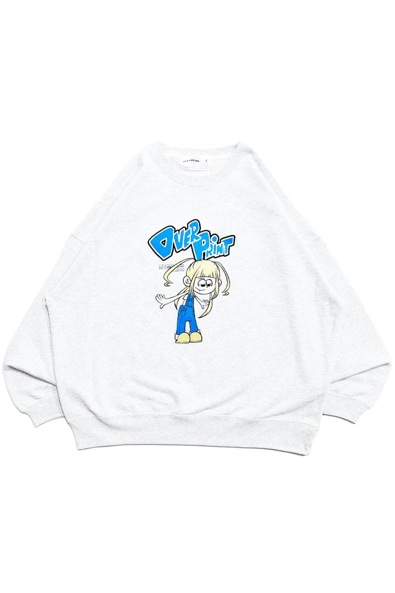 over print (オーバープリント) THANX sweatshirts WHITE
