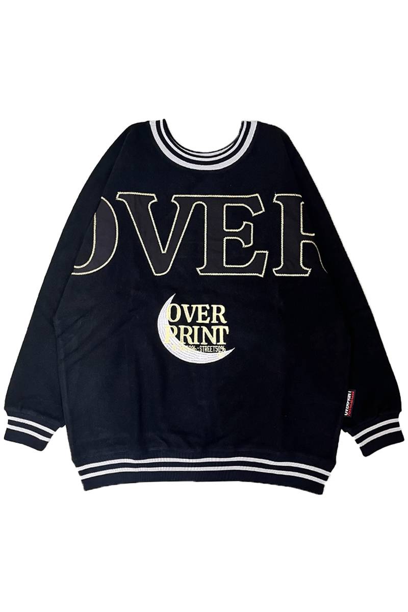 over print (オーバープリント) OVER dolman sweatshirts - Black