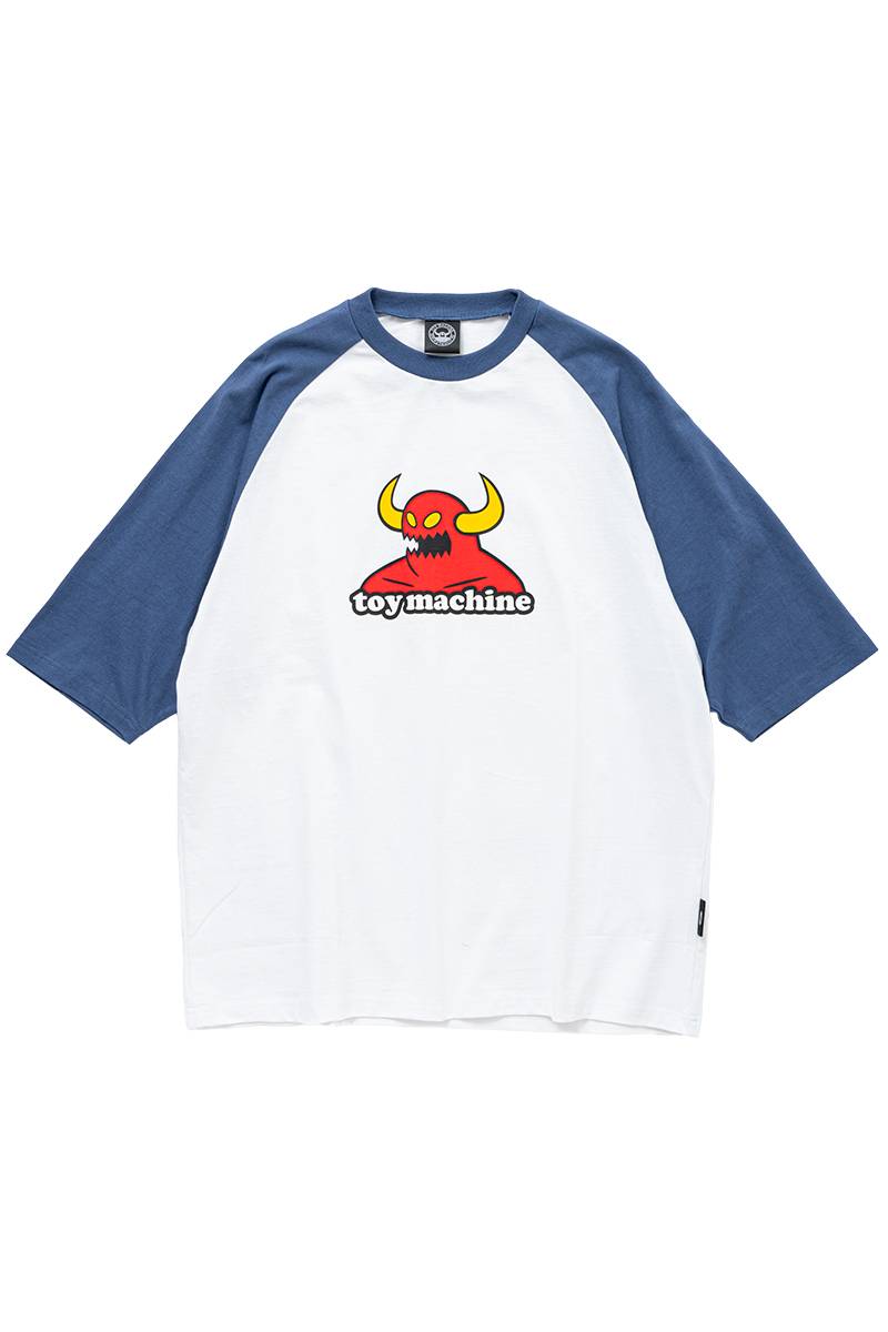 TOY MACHINE (トイマシーン) TOY MONSTER RAGLAN 3/4 SLEEVE TEE - L.Navy