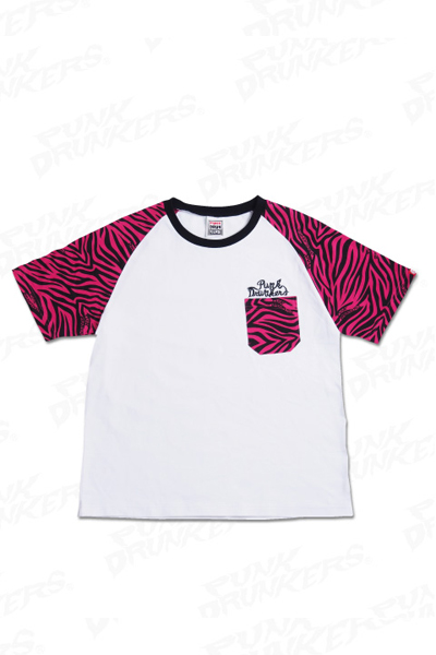 PUNK DRUNKERS タイガーポケットTEE WHITE/PINK