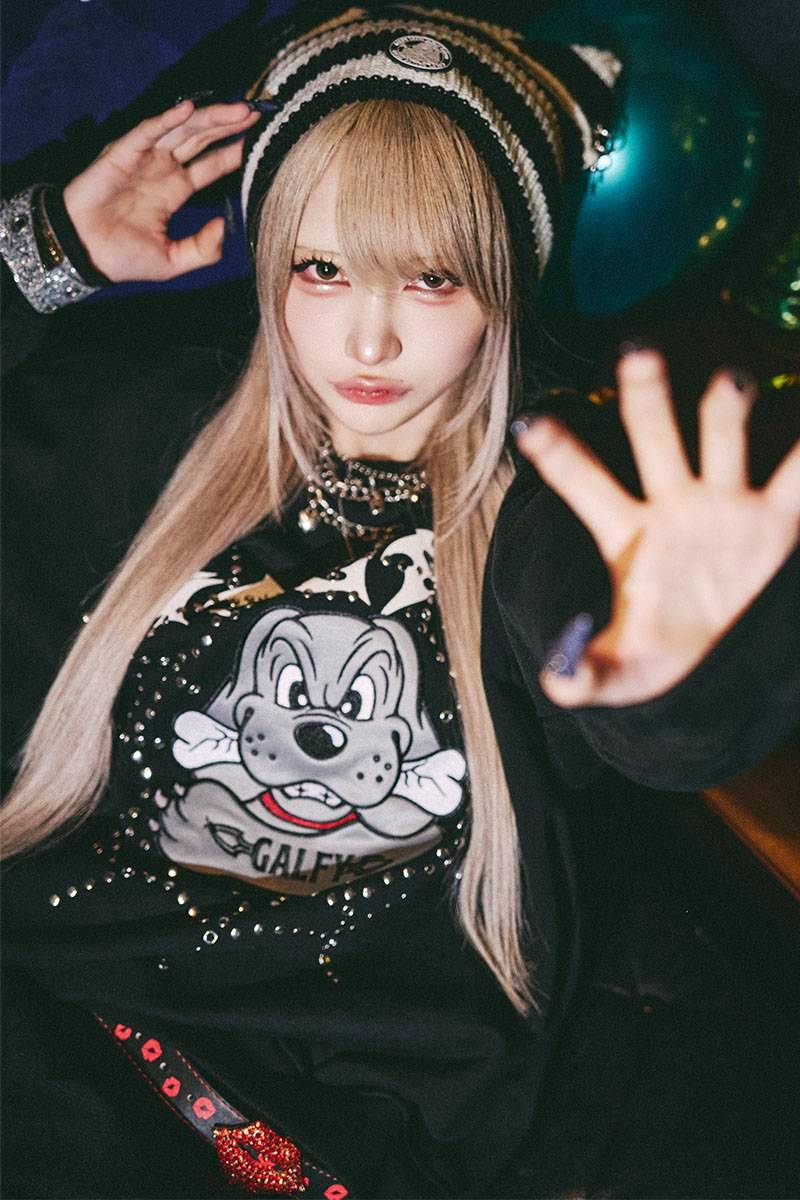 GALFY（ガルフィー）鋲中毒スウェット - BLACK