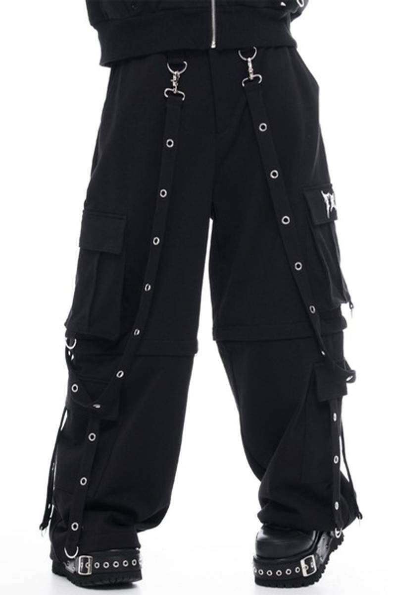 TRAVAS TOKYO (トラバス・ トーキョー) サスペンダー付き2wayスウェット・カーゴ・パンツ - Black