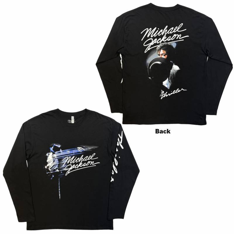 【予約商品】Mich Unisex Long Sleeve バンドTシャツ: Thriller / Hat Poses (Black) (Back Print)
