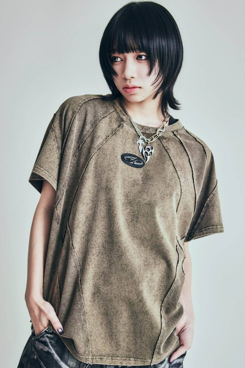 P.N UNDERGROUND (サイコ・ネーション・アンダーグラウンド) ワッフル切替TEE - Khaki