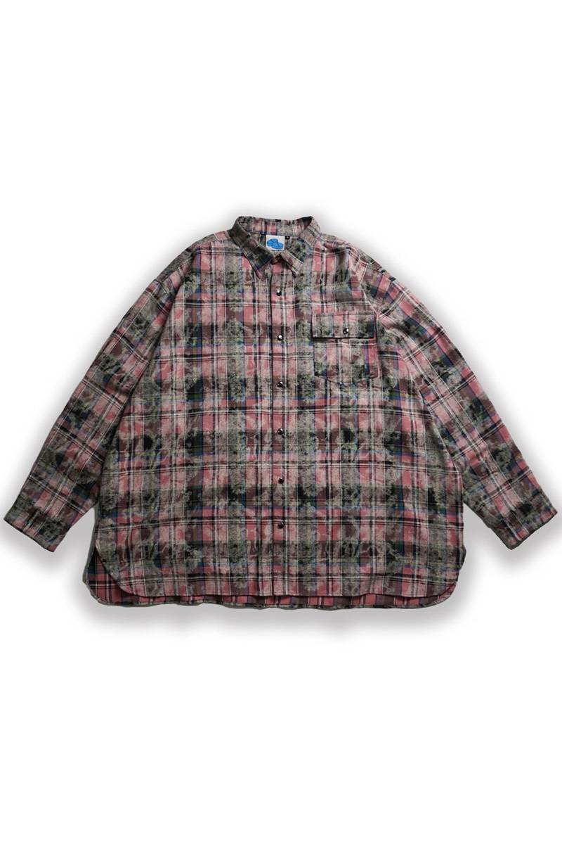 SLEEPING TABLET (スリーピングタブレット) CREEPER [ BLEACHED PATTERN CHECK SHIRT ] - Pink