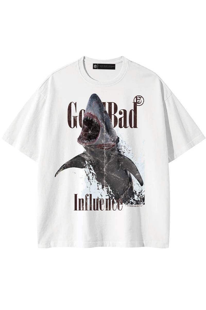 A Good Bad Influence(アグッドバッドインフルエンス) SHARK T-SHIRT - White