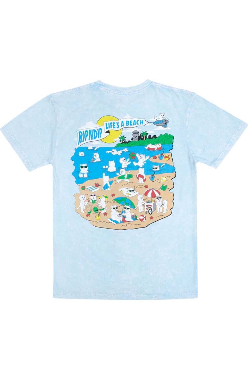 RIPNDIP (リップンディップ) Lifes A Beach Tee (Light Blue Mineral Wash)