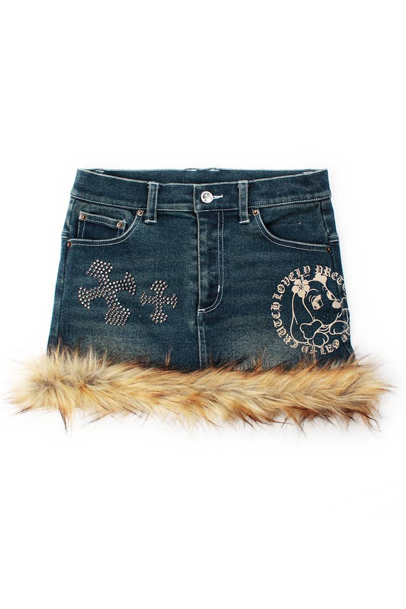 GALFY(ガルフィー) ぎゃるちゃんファーデニムミニ - Vintage Indigo