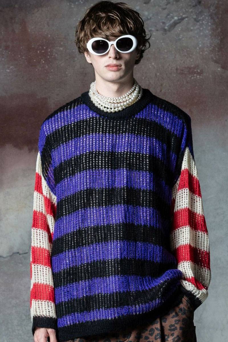 glamb(グラム)GB0324/KNT06 : Mesh Border Knit / メッシュ glamb(グラム)GB0324/KNT06 : Mesh Border Knit / メッシュ
