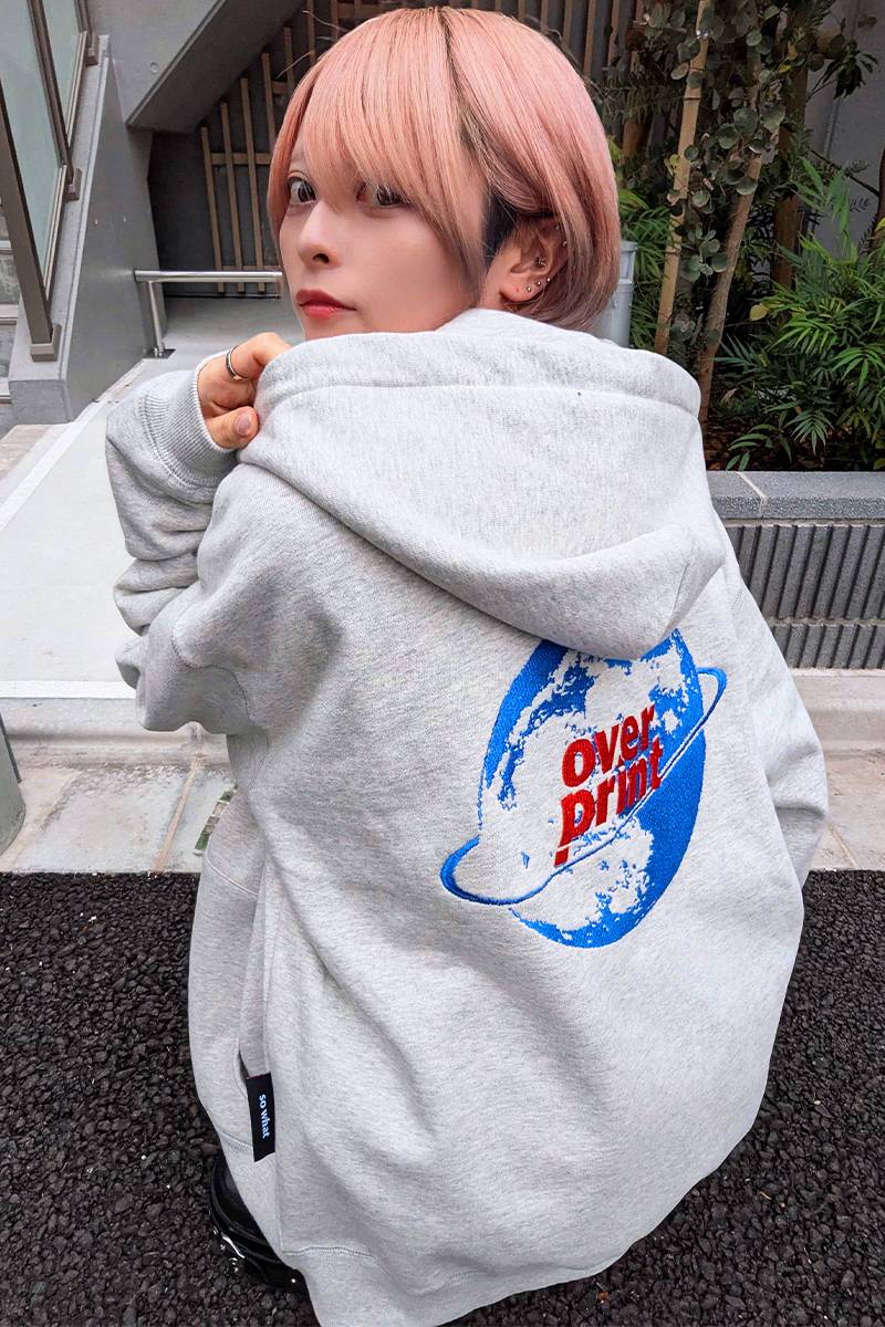 over print (オーバープリント) MOON CHiLD Zip Hoodie - Ash