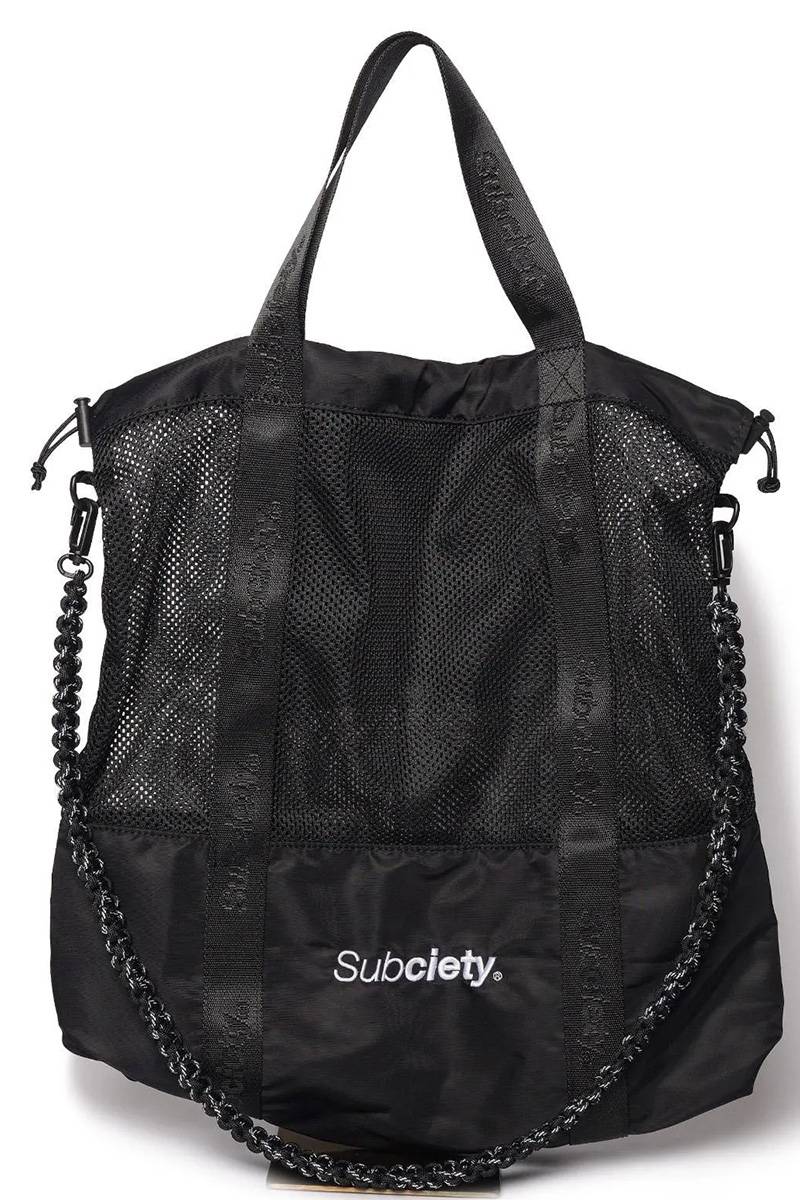 Subciety (サブサエティ) Mesh shoulder tote bag - Black