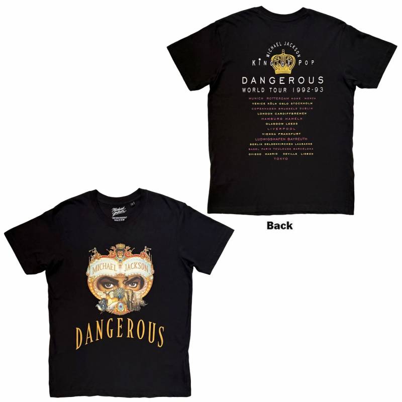 【予約商品】Michael Jackson バンドTシャツ ユニセックス: Dangerous World Tour (Black) (Back Print)