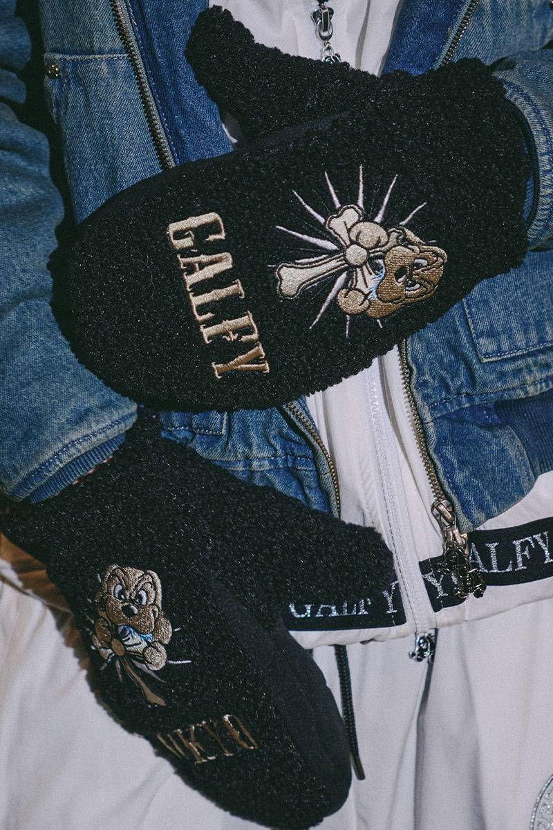 【予約商品】GALFY（ガルフィー）犬毛リバーシブルミトン - BLACK