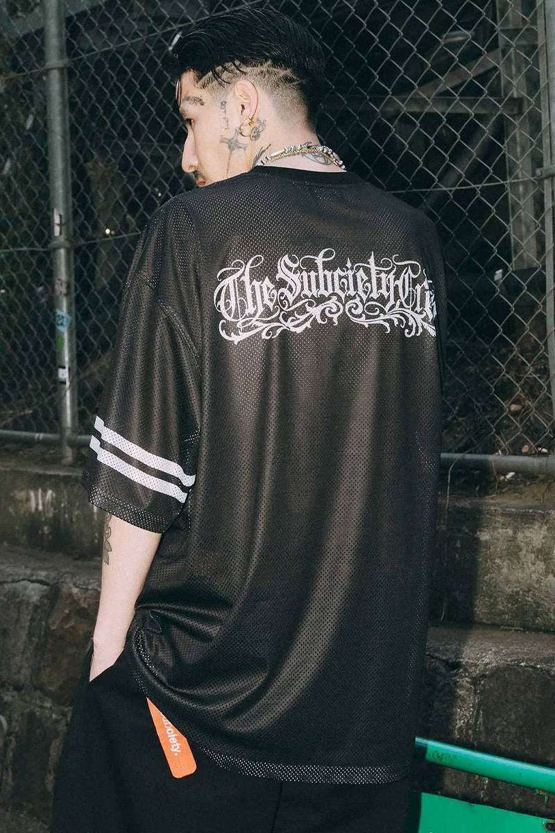 Subciety (サブサエティ) Mesh football tee - Black