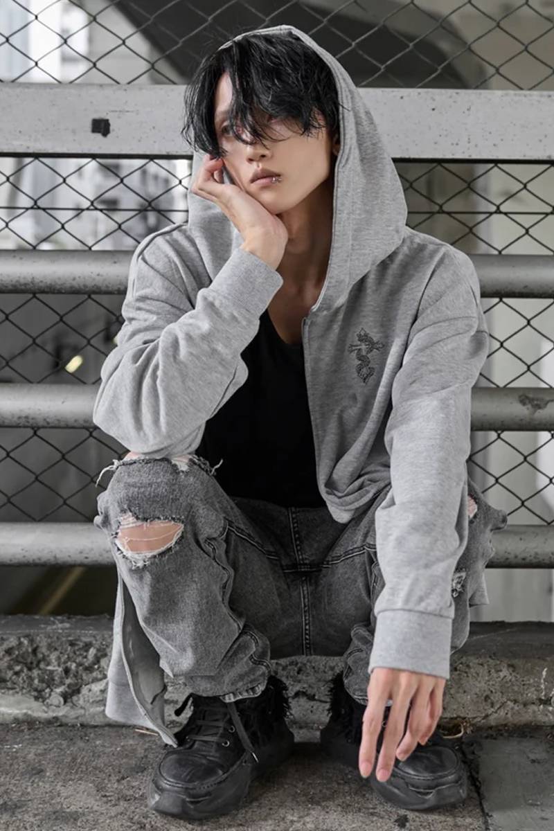 gibous (ギボス) logo snake cross parker - gray