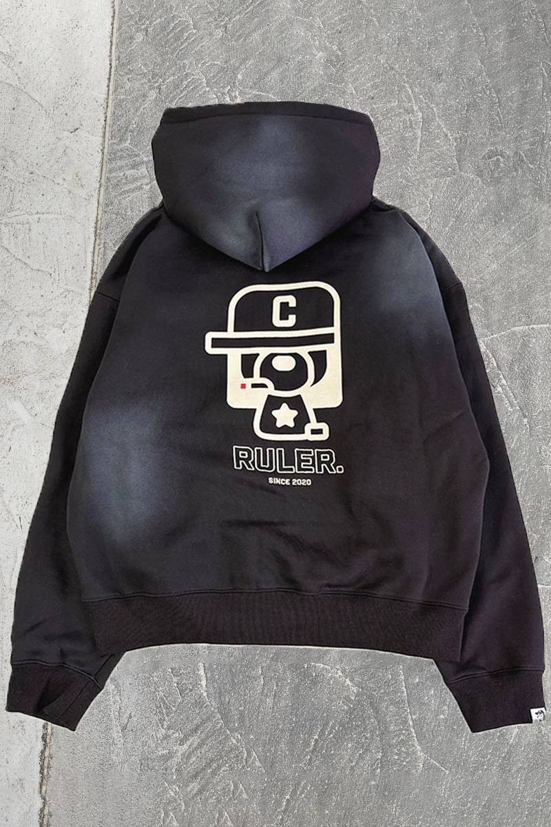 centimeter(センチメーター) Boxy ruler zip hoodie - Black