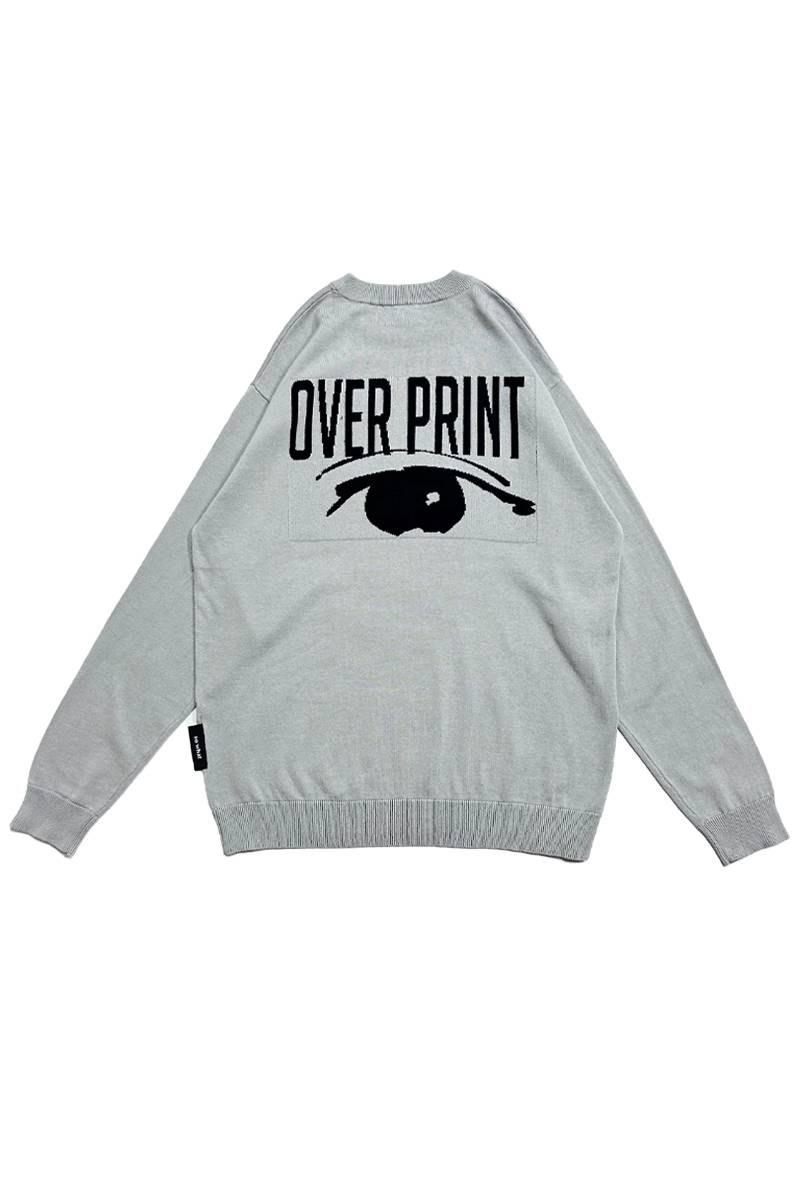 over print (オーバープリント) EYE cotton knit GRAY