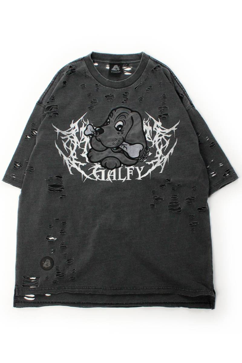 【予約商品】GALFY (ガルフィー) 病みに溶かされし大ダメージTシャツ - Ink Black
